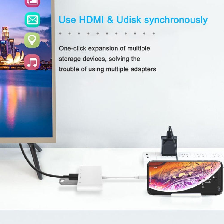 8-Pin Male to USB HDMI OTG Adapter with TF/SD Card Slot