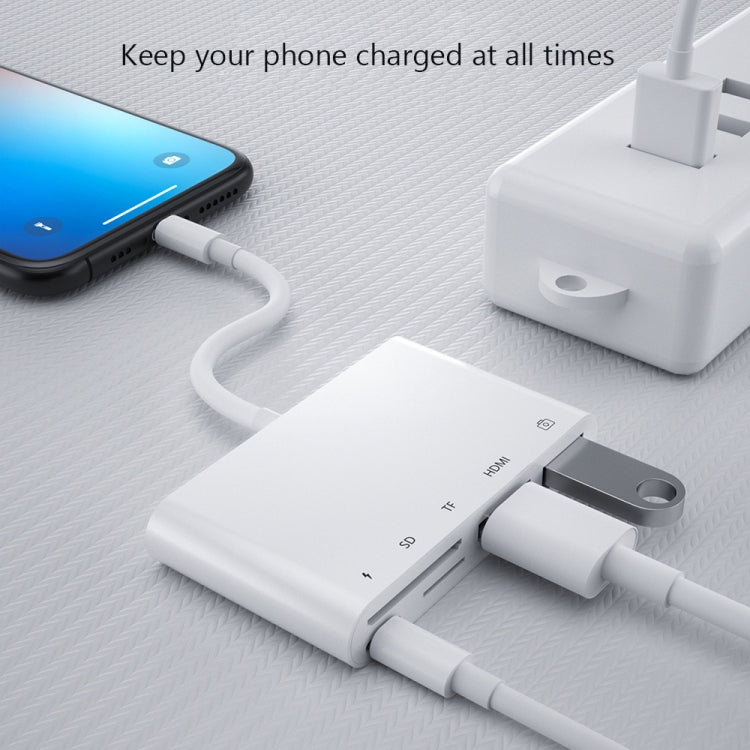 8-Pin Male to USB HDMI OTG Adapter with TF/SD Card Slot