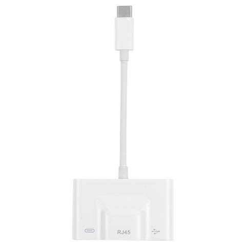 Câble USB-C/Type-C 3 en 1 vers USB + Ethernet RJ45 100 M + adaptateur d'alimentation féminin de type C, 3 en 1