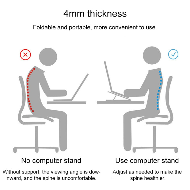 Portable Adjustable Laptop Stand Desktop Lifting Height Increase Rack Folding Heat Dissipation Holder, Style: Ordinary, Style: Ordinary(Grey)           ...