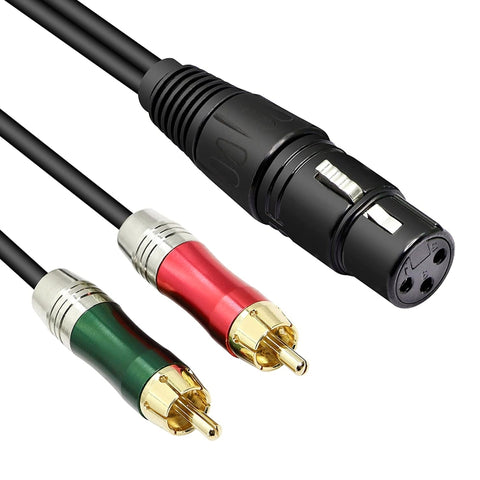 Adaptateur secteur pour connecteur audio XLR CANNON femelle à 3 broches de 30 cm avec test en métal à 2 connecteurs RCA pour micro/appareil audio, 2 RCA mâle