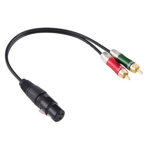 Adaptateur secteur pour connecteur audio XLR CANNON femelle à 3 broches de 30 cm avec test en métal à 2 connecteurs RCA pour micro/appareil audio, 2 RCA mâle