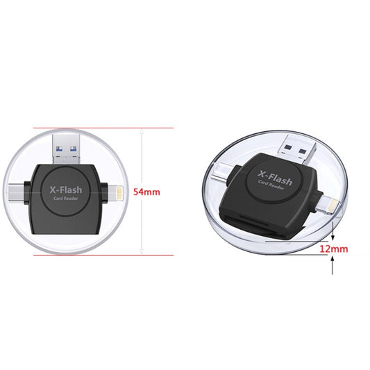 X-Flash R01 3 in 1 8 Pin + USB-C / Type-C + Interfaccia Micro USB Lettore di schede SD / TF