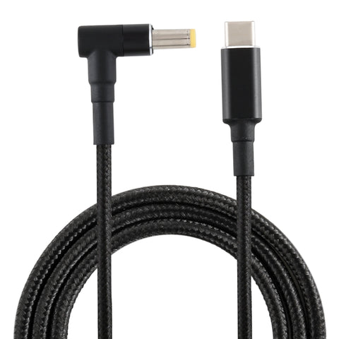 Câble d'alimentation avec câble en nylon USB-C/Type-C de 100 W 5,5 x 2,5 mm du câble d'alimentation, longueur du câble : 1,7 m, 5,5 x 2,5 mm vers Type-C