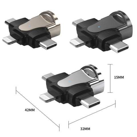Adaptateur OTG 3 en 1, USB vers Type-C / Micro USB / 8 broches