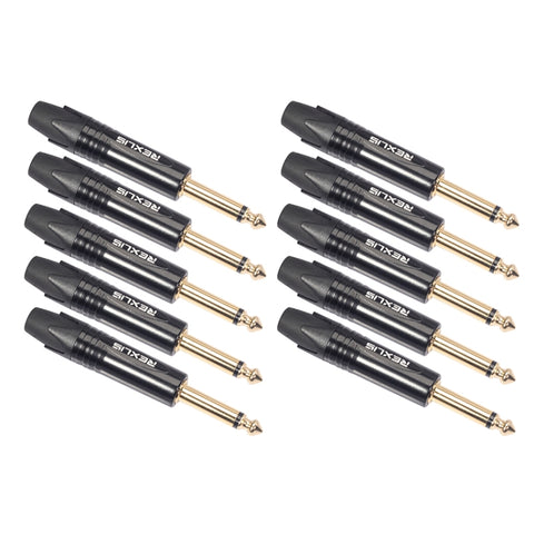 10 pezzi TC202 Spina adattatore audio per saldatura mono placcata oro da 6,35 mm