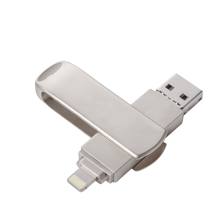 Richwell Micro USB 3 in 1 128G + 8 pin + USB 3.0 Disco flash push-pull rotante in metallo con funzione OTG, 128G