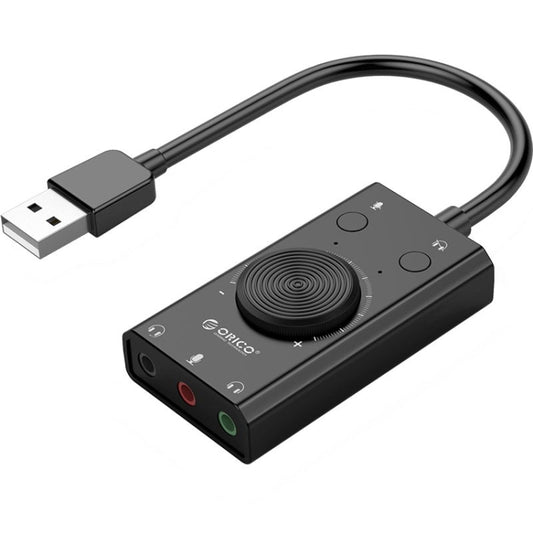 Scheda audio esterna USB multifunzione senza driver ORICO SC2 con 2 porte per cuffie e 1 porta per microfono e regolazione del volume, ORICO SC2