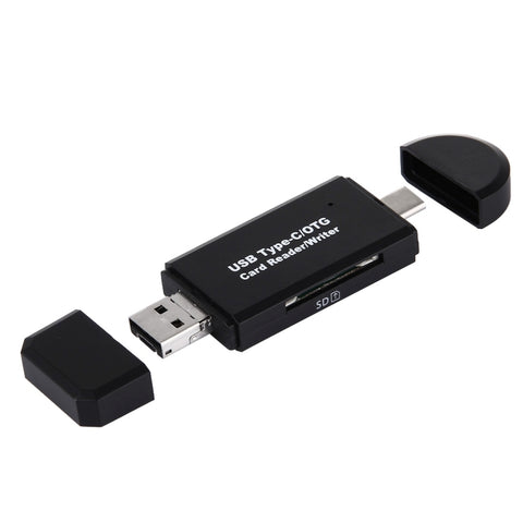 3 en 1 USB-C / Type-C 3.1 et USB 2.0 + Micro USB + SD(HC) + Adaptateur pour lecteur de carte Micro SD avec fonction OTG