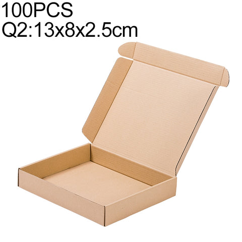 Scatola per imballaggio di scatole di spedizione in carta kraft da 100 pezzi, dimensioni: Q2, 13x8x2,5 cm, 13x8x2.5cm