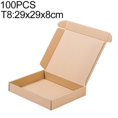 Scatola per imballaggio di scatole di spedizione in carta kraft da 100 pezzi, dimensioni: T8, 29x29x8 cm, 29x29x8cm