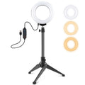 PULUZ 4.7 inch 12cm USB 3 Modes Dimmable LED Ring Vlogging Photography Video Lights + Desktop Tripod Holder with Cold Shoe Tripod Ball Head             ...