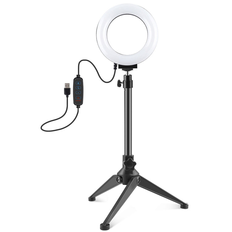 PULUZ 4.7 inch 12cm USB 3 Modes Dimmable LED Ring Vlogging Photography Video Lights + Desktop Tripod Holder with Cold Shoe Tripod Ball Head             ...