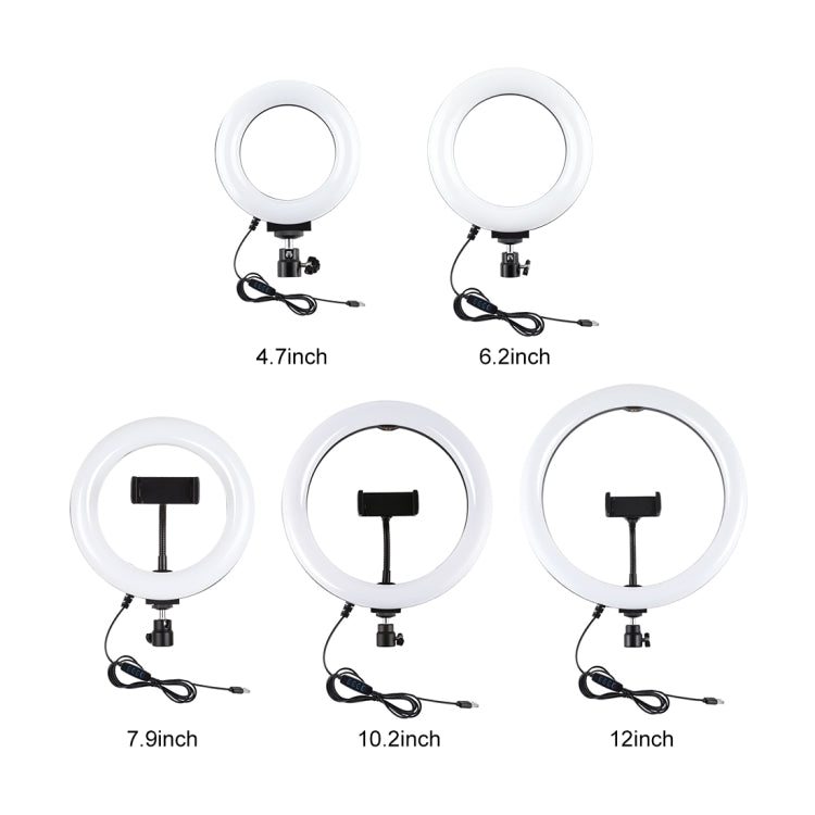 PULUZ 4.7 inch 12cm USB 3 Modes Dimmable LED Ring Vlogging Photography Video Lights + Desktop Tripod Holder with Cold Shoe Tripod Ball Head             ...