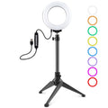 PULUZ 4.7 inch 12cm USB 10 Modes 8 Colors RGBW Dimmable LED Ring Vlogging Photography Video Lights + Desktop Tripod  Mount with Cold Shoe Tripod Ball He...