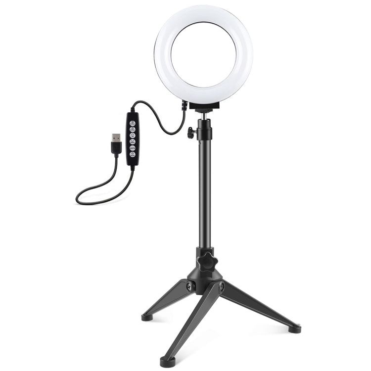 PULUZ 4.7 inch 12cm USB 10 Modes 8 Colors RGBW Dimmable LED Ring Vlogging Photography Video Lights + Desktop Tripod  Mount with Cold Shoe Tripod Ball He...