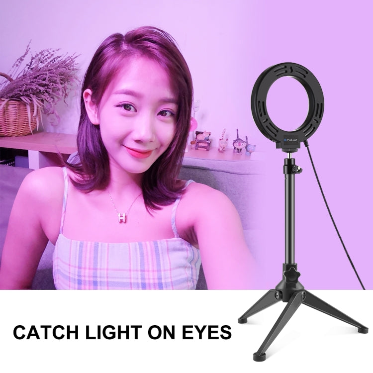 PULUZ 4.7 inch 12cm USB 10 Modes 8 Colors RGBW Dimmable LED Ring Vlogging Photography Video Lights + Desktop Tripod  Mount with Cold Shoe Tripod Ball He...
