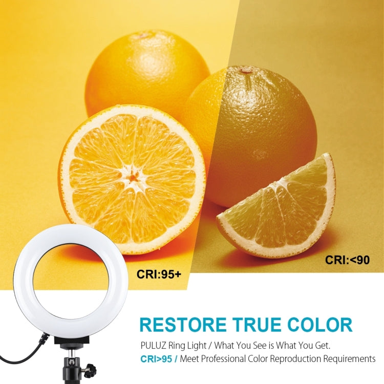 PULUZ 4.7 inch 12cm USB 10 Modes 8 Colors RGBW Dimmable LED Ring Vlogging Photography Video Lights + Desktop Tripod  Mount with Cold Shoe Tripod Ball He...
