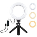 PULUZ 6.2 inch 16cm USB 3 Modes Dimmable LED Ring Vlogging Photography Video Lights + Pocket Tripod Mount Kit with Cold Shoe Tripod Ball Head           ...