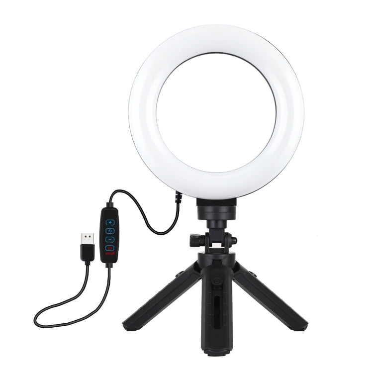PULUZ 6.2 inch 16cm USB 3 Modes Dimmable LED Ring Vlogging Photography Video Lights + Pocket Tripod Mount Kit with Cold Shoe Tripod Ball Head           ...