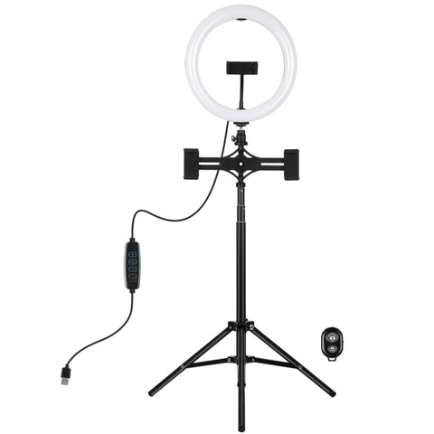 Lumière de 10,2 pouces + support pour pied de 1,65 m + bâton pour double téléphone