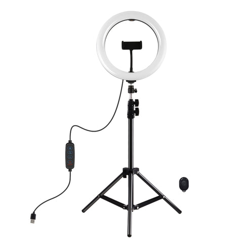 PULUZ 10,2 pouces 26 cm Anneau lumineux + 1,1 m Support pour trépied USB 3 modes Dimmerabile Double température couleur LED Lumière diffuse courbe Vlogging Selfie Photographie Lumière vidéo avec support pour téléphone et télécommande pour selfie