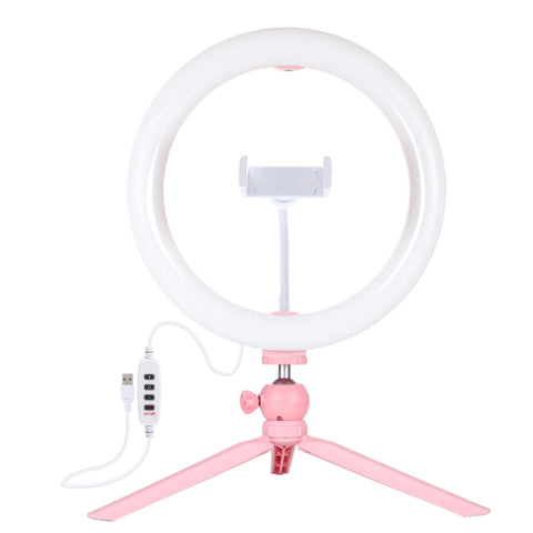 PULUZ 10,2 pouces 26 cm Luce + Support pour trépied de table USB 3 modes Dimmerabile Double température couleur LED Luce diffusa curva Anello Vlogging Selfie Fotografia Luci video con morsetto per telefono, 10,2 pouces + trépied de bureau