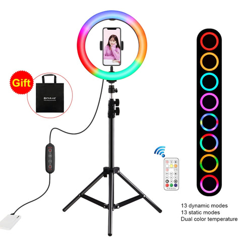 Luce LED RGBWW pour tendon de 10,2 pouces PULUZ + support pour trepied de 1,1 m