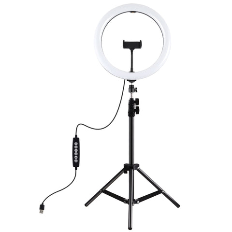 PULUZ 11,8 pouces 30 cm de lumière + 1,1 m de support pour la surface de trépied incurvée RGBW, anneau variable LED Vlogging, kit vidéo de lumière pour transmission en direct avec tête de trépied et support pour téléphone, 11,8 pouces + trépied de 1,1 m