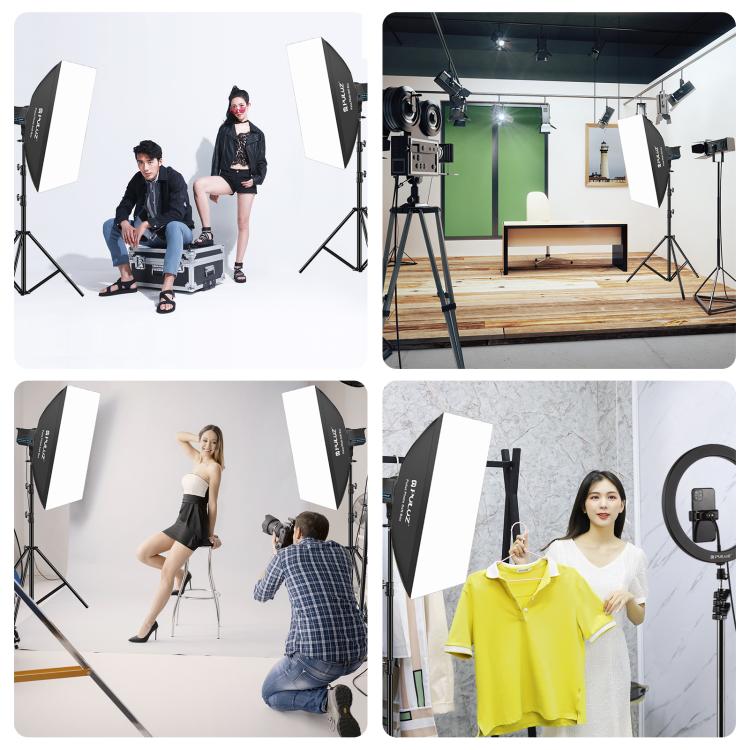 PULUZ 150W 3200K-5600K Kit luce stroboscopica per studio fotografico con riflettore Softbox e treppiede, Rectangle 120W 2700K-6500K Light Kit AU Plug, Rectangle 120W 2700K-6500K Light Kit EU Plug, Rectangle 120W 2700K-6500K Light Kit UK Plug