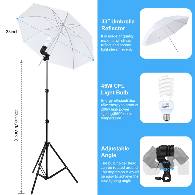 Kit Softbox Fotografico PULUZ con Luce LED, Sfondo, Supporto