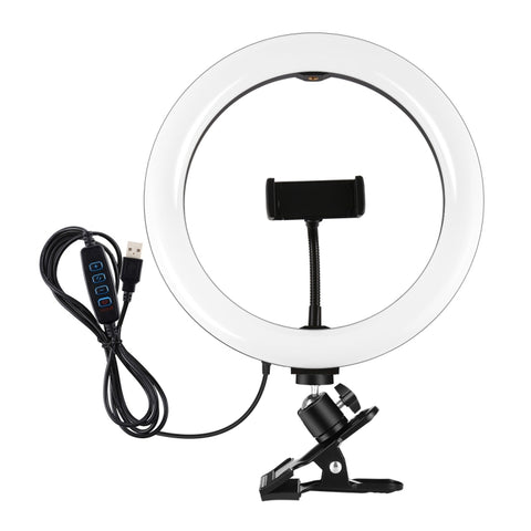 PULUZ 10,2 pouces 26 cm Anneau lumineux + Clip par moniteur USB 3 modes Dimmerabile Double température couleur LED Curvo Diffuso Vlogging Selfie Bellezza Fotografia Luci video con morsetto per telefono, 10,2 pouces+Clip