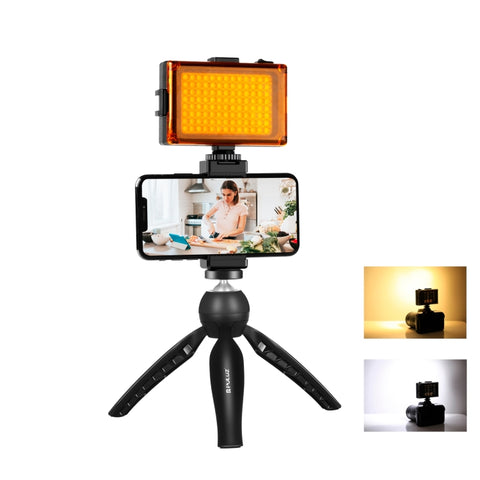 Kit Vlogger lumière vidéo pour smartphone avec transmission directement PULUZ avec lumière LED + support pour trépied + support pour morceau de téléphone, LED + trépied + lampe
