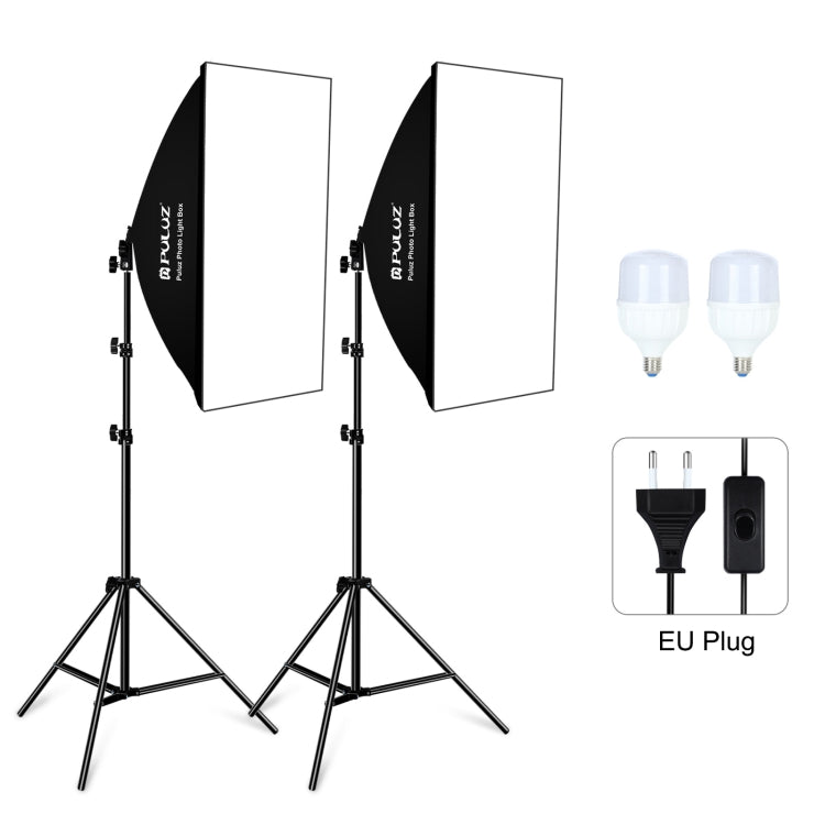PULUZ Softbox Kit di illuminazione 2 pezzi 50x70 cm Attrezzatura fotografica professionale per studio fotografico con 2 lampadine con attacco E27 Kit di illuminazione fotografica, 2 PCS Single Bulb EU Plug, 2 PCS Single Bulb US Plug