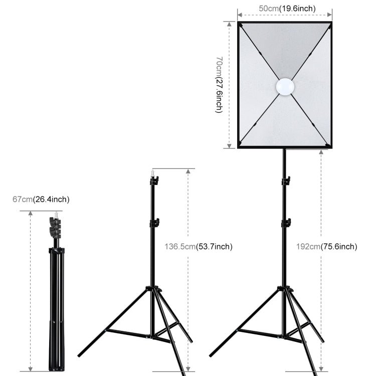 PULUZ Softbox Kit di illuminazione 2 pezzi 50x70 cm Attrezzatura fotografica professionale per studio fotografico con 2 lampadine con attacco E27 Kit di illuminazione fotografica, 2 PCS Single Bulb EU Plug, 2 PCS Single Bulb US Plug