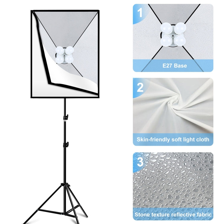 PULUZ Softbox Kit di illuminazione 2 pezzi 50x70 cm Attrezzatura fotografica professionale per studio fotografico con 8 lampadine E27 20W E27 con attacco E27 Kit di illuminazione per riprese di ritratti / Fotografia pubblicitaria di moda