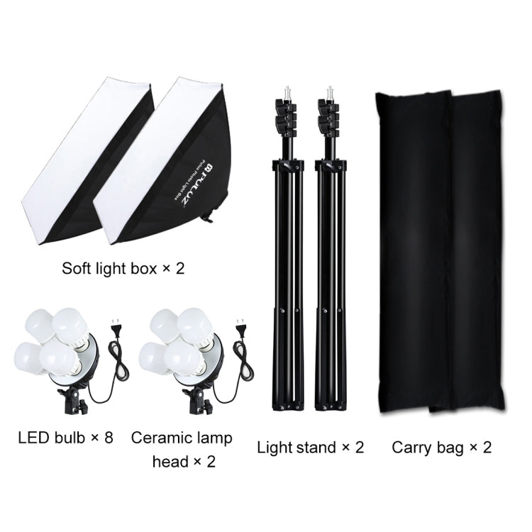 PULUZ Softbox Kit di illuminazione 2 pezzi 50x70 cm Attrezzatura fotografica professionale per studio fotografico con 8 lampadine E27 20W E27 con attacco E27 Kit di illuminazione per riprese di ritratti / Fotografia pubblicitaria di moda