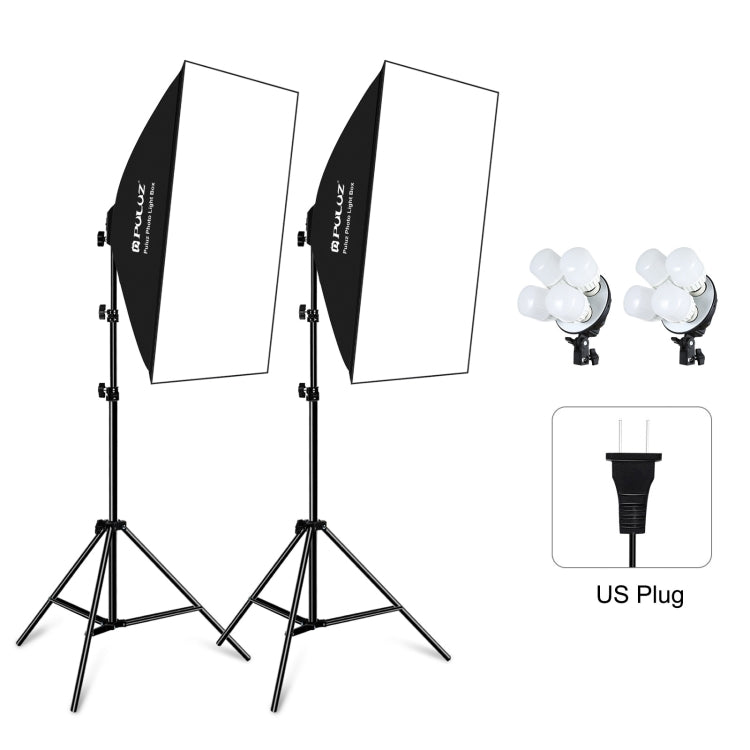 PULUZ Softbox Kit di illuminazione 2 pezzi 50x70 cm Attrezzatura fotografica professionale per studio fotografico con 8 lampadine E27 20W E27 con attacco E27 Kit di illuminazione per riprese di ritratti / Fotografia pubblicitaria di moda