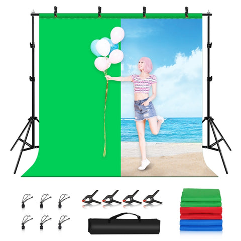 PULUZ 2x2m Photo Studio Sfondo Supporto Supporto Fondale Kit Staffa Traversa con Fondali Rosso/Blu/Verde, 2 x 2m(double stands), 2x3m (Double stands)