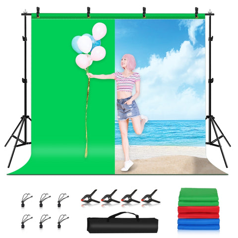 PULUZ 2,9x2 m Kit di staffe trasversali per fondale per studio fotografico, supporto per fondale con fondali rosso/blu/verde, 2.9 x2 m (double stands), 2.9x2m  (Double stands)