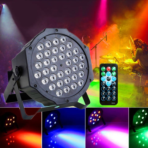 Luce PAR LED DMX512 RGB de 36 W 36 LED avec télécommande, stroboscopique + contrôle audio + semi-vente, CA 100-240 V, RGB avec télécommande