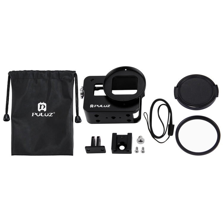 PULUZ Custodia Gabbia protettiva in lega di alluminio CNC con obiettivo UV da 52 mm per GoPro HERO (2018) /7 Nero /6 /5, For HERO6 /5 No Frame          ...
