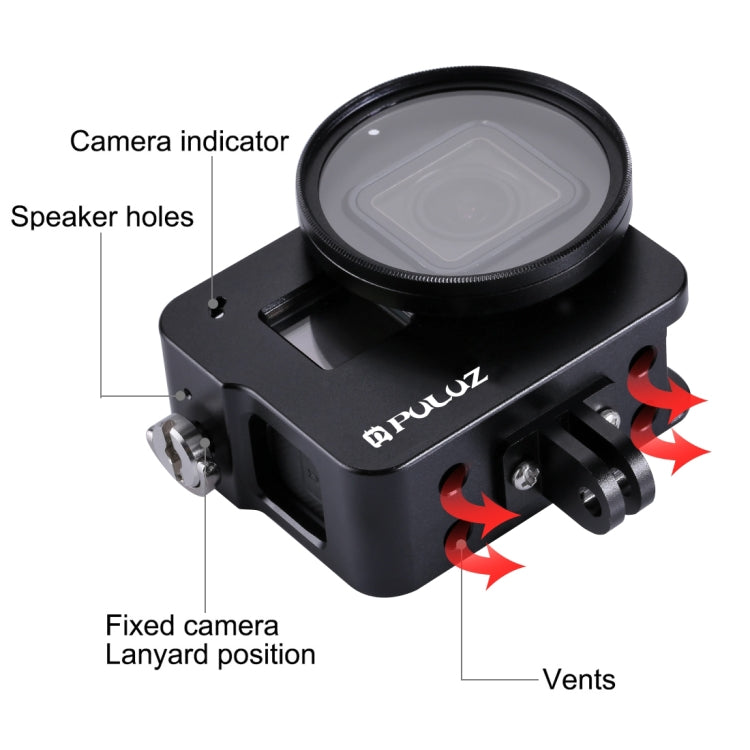 PULUZ Custodia Gabbia protettiva in lega di alluminio CNC con obiettivo UV da 52 mm per GoPro HERO (2018) /7 Nero /6 /5, For HERO6 /5 No Frame          ...
