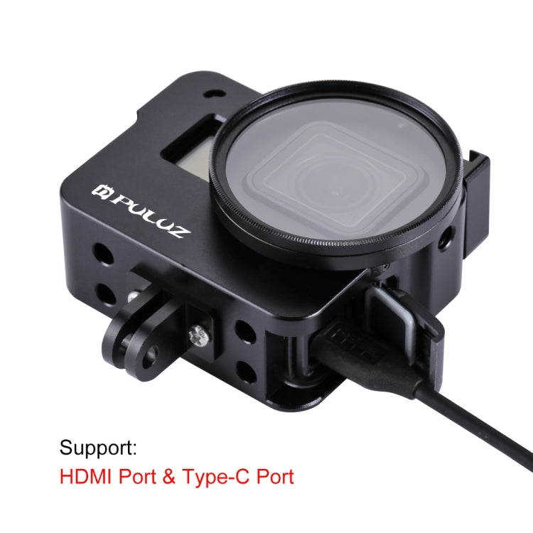 PULUZ Custodia Gabbia protettiva in lega di alluminio CNC con obiettivo UV da 52 mm per GoPro HERO (2018) /7 Nero /6 /5, For HERO6 /5 No Frame          ...