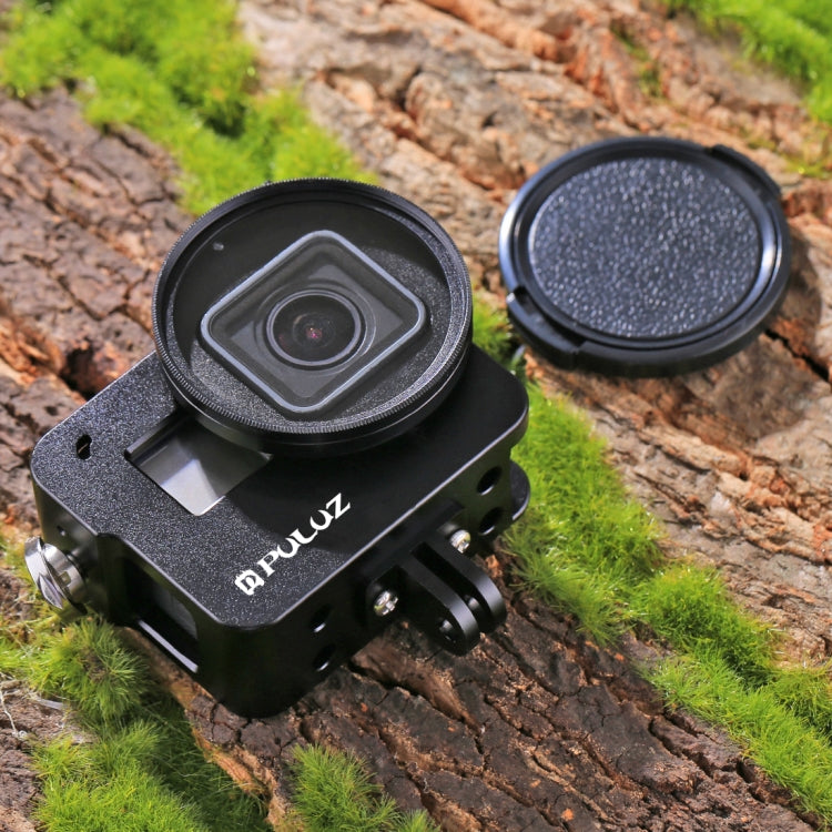 PULUZ Custodia Gabbia protettiva in lega di alluminio CNC con obiettivo UV da 52 mm per GoPro HERO (2018) /7 Nero /6 /5, For HERO6 /5 No Frame          ...