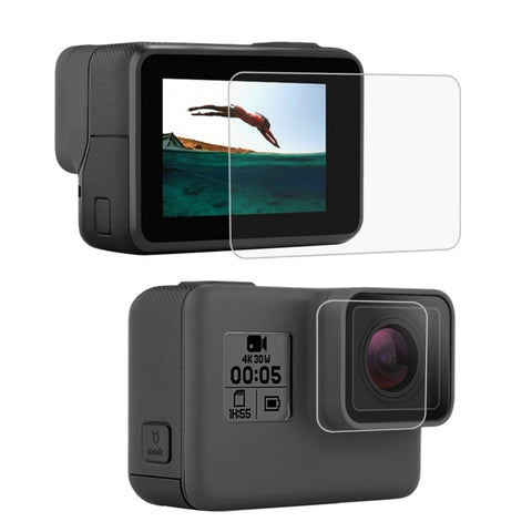 Pellicola salvaschermo PULUZ per obiettivo HD + pellicola in vetro temperato per display LCD per GoPro HERO7 Nero /HERO7 Argento / HERO7 Bianco /6 /5, For GoPro HERO6 /5