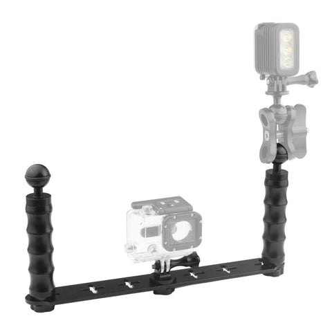 PULUZ Diving Doppio supporto per monopiede selfie in alluminio CNC portatile per GoPro Hero11 Black / HERO10 Black / HERO9 Black /HERO8 / HERO7 /6 /5 /5 Session /4 Session /4 /3+ /3 /2 /1, Insta360 ONE R, DJI Osmo Action e altre action cam