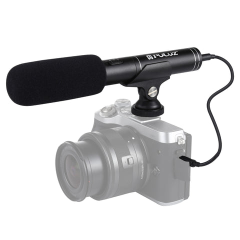 PULUZ Microfono professionale per interviste a condensatore video shotgun con cavo audio da 3,5 mm per videocamera DSLR e DV, Microphone