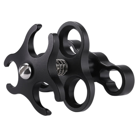 PULUZ Morsetto a sfera tripla Staffa per fotocamera subacquea Morsetto per torcia a molla in alluminio per sistema di fotografia subacquea subacquea, Triple Ball (Black)