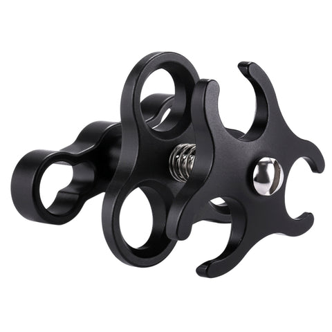 PULUZ Morsetto a sfera tripla Staffa per fotocamera subacquea Morsetto per torcia a molla in alluminio per sistema di fotografia subacquea subacquea, Triple Ball (Black)